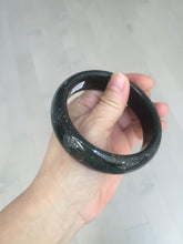 Load image into Gallery viewer, 60mm 100% Natural dark green/black meteorite Stellar Night sky broad style nephrite Jade bangle HF115-1247
