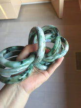 Load image into Gallery viewer, 53-62mm Certified type A 100% Natural deep mottled green green/yellow/brown jungle camouflage color Jadeite bangle group GL29
