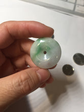 Load image into Gallery viewer, 27.8/6.1mm Type A 100% Natural sunny green light purple red Jadeite Jade Safety Guardian Button donuts Pendant group BP108
