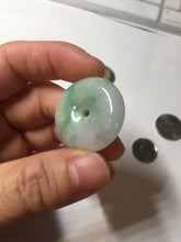 Load image into Gallery viewer, 27.8/6.1mm Type A 100% Natural sunny green light purple red Jadeite Jade Safety Guardian Button donuts Pendant group BP108
