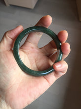 Load image into Gallery viewer, 55.5mm Certified Type A 100% Natural oily dark green(老油青)/gray Jadeite bangle BG229-0411

