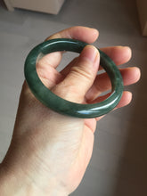 Load image into Gallery viewer, 55.5mm Certified Type A 100% Natural oily dark green(老油青)/gray Jadeite bangle BG229-0411
