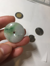 Load image into Gallery viewer, 27.8/6.1mm Type A 100% Natural sunny green light purple red Jadeite Jade Safety Guardian Button donuts Pendant group BP108
