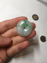 Load image into Gallery viewer, 27.8/6.1mm Type A 100% Natural sunny green light purple red Jadeite Jade Safety Guardian Button donuts Pendant group BP108
