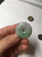 Load image into Gallery viewer, 27.8/6.1mm Type A 100% Natural sunny green light purple red Jadeite Jade Safety Guardian Button donuts Pendant group BP108
