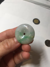 Load image into Gallery viewer, 27.8/6.1mm Type A 100% Natural sunny green light purple red Jadeite Jade Safety Guardian Button donuts Pendant group BP108
