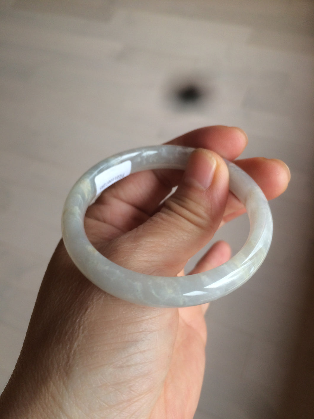 50mm Certified Type A 100% Natural icy white/yellow Jadeite Jade bangle AH73-7285