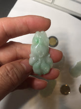 Load image into Gallery viewer, 100% Natural clear sunny green gray  jadeite jade golden fish Pendant group BP109
