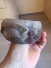 Load image into Gallery viewer, 59mm 100% natural light red/brown/gray fish and lotus flowers(年年有余, 和和美美) Quartzite (Shetaicui jade) carved bangle  Sy114
