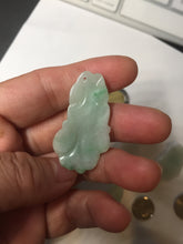 Load image into Gallery viewer, 100% Natural clear sunny green gray  jadeite jade golden fish Pendant group BP109
