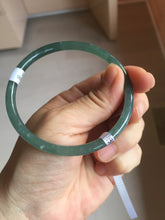 Load image into Gallery viewer, 60.5mm Certified Type A 100% Natural icy watery dark green/blue/gray/black slim round cut Guatemala Jadeite bangle BP12-7035
