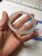 Load image into Gallery viewer, 57mm certified 100% natural type A icy watery white beige flat jadeite bangle PD25-5814
