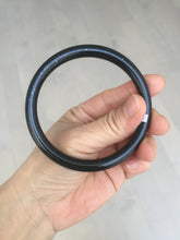 Load image into Gallery viewer, 62mm 100% Natural dark green/black meteorite Stellar Night sky slim round cut nephrite bangle HF111-1265
