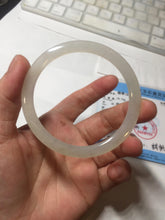 Load image into Gallery viewer, 57mm certified 100% natural type A icy watery white beige flat jadeite bangle PD25-5814

