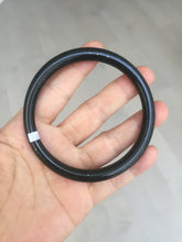 Load image into Gallery viewer, 62mm 100% Natural dark green/black meteorite Stellar Night sky slim round cut nephrite bangle HF111-1265
