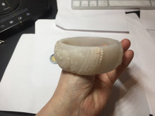Load image into Gallery viewer, 62mm 100% natural white light Pink carved flowers Quartzite (Shetaicui jade) bangle XY114
