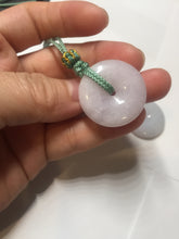 Load image into Gallery viewer, 22.3-26.6mm Type A 100% Natural light purple white Jadeite Jade Safety Guardian Button donuts Pendant BF136
