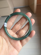 Load image into Gallery viewer, 56.2mm Certified Type A 100% Natural icy watery dark green/blue/gray/black slim round cut Guatemala Jadeite bangle BP30-7049
