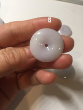 Load image into Gallery viewer, 22.3-26.6mm Type A 100% Natural light purple white Jadeite Jade Safety Guardian Button donuts Pendant BF136
