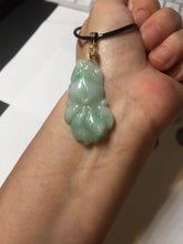 Load image into Gallery viewer, 100% Natural clear sunny green gray  jadeite jade golden fish Pendant group BP109
