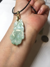 Load image into Gallery viewer, 100% Natural clear sunny green gray  jadeite jade golden fish Pendant group BP109
