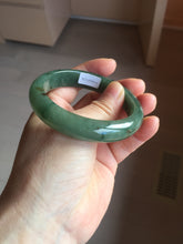 Load image into Gallery viewer, 55.5mm Certified Type A 100% Natural oily dark green(老油青)/gray Jadeite bangle BG225-3214
