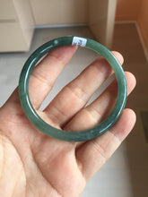 Load image into Gallery viewer, 56.2mm Certified Type A 100% Natural icy watery dark green/blue/gray/black slim round cut Guatemala Jadeite bangle BP30-7049
