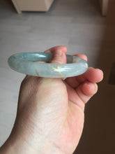 Load image into Gallery viewer, 55.5mm 100% Natural type A icy watery green/blue carved and golden-painted chubby round cut Jadeite Jade bangle PC74
