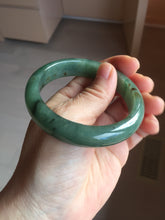 Load image into Gallery viewer, 55.5mm Certified Type A 100% Natural oily dark green(老油青)/gray Jadeite bangle BG225-3214
