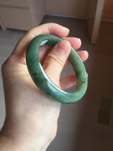Load image into Gallery viewer, 55.5mm Certified Type A 100% Natural oily dark green(老油青)/gray Jadeite bangle BG225-3214
