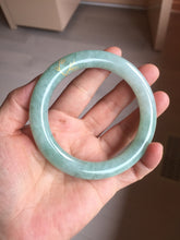 Load image into Gallery viewer, 60mm 100% Natural type A lake watery green/white carved and golden-painted chubby round cut Jadeite Jade bangle PC73
