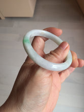 Load image into Gallery viewer, 51mm Certified Type A 100% Natural sunny green white Jadeite Jade oval bangle D161-5352
