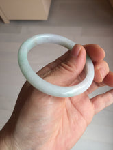 Load image into Gallery viewer, 51mm Certified Type A 100% Natural sunny green white Jadeite Jade oval bangle D161-5352
