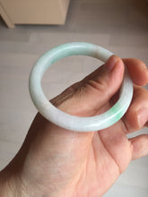 Load image into Gallery viewer, 51mm Certified Type A 100% Natural sunny green white Jadeite Jade oval bangle D161-5352
