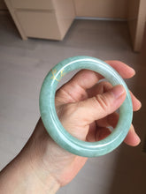 Load image into Gallery viewer, 60mm 100% Natural type A lake watery green/white carved and golden-painted chubby round cut Jadeite Jade bangle PC73
