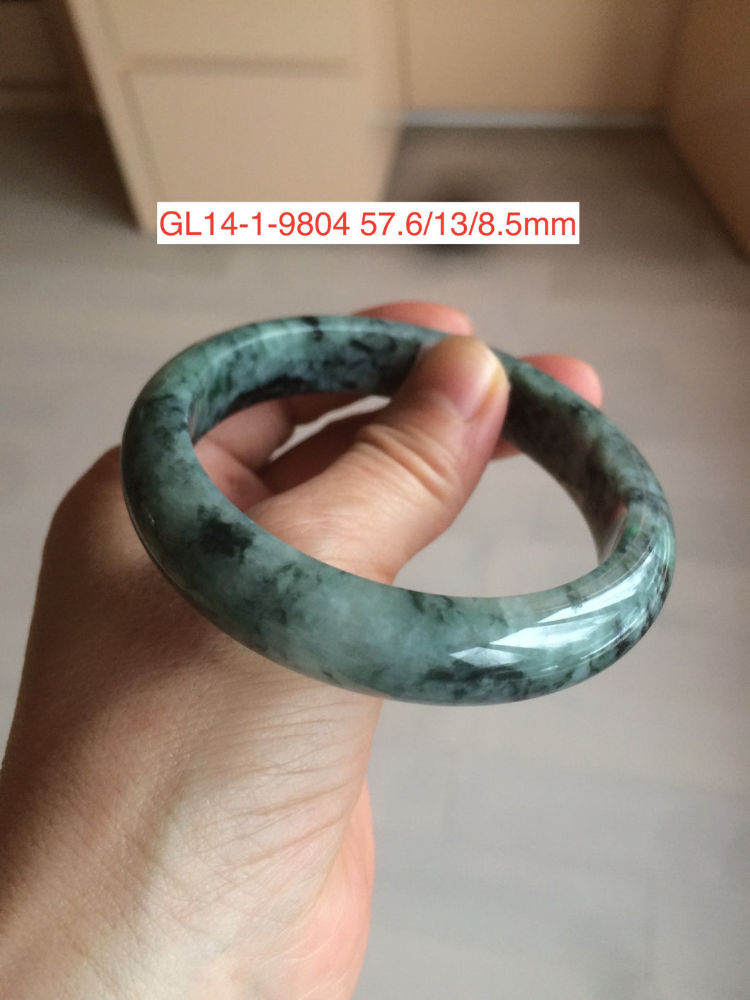 56-57mm Type A 100% Natural dark green/black/blue Jadeite Jade bangle (with defects) group GL14