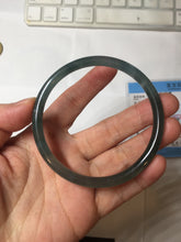 Load image into Gallery viewer, 61mm Certified Type A 100% Natural dark green/blue/gray Guatemala slim round cut Jadeite bangle PD175-2496
