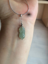 Load image into Gallery viewer, 100% natural type A icy watery extra small jadeite jade green/white 3D PiXiu(貔貅) pendant BG10
