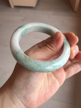 Load image into Gallery viewer, 54.5mm Certified 100% natural Type A sunny green/white chubby jadeite jade bangle BK96-0319
