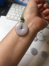 Load image into Gallery viewer, 22.3-26.6mm Type A 100% Natural light purple white Jadeite Jade Safety Guardian Button donuts Pendant BF136
