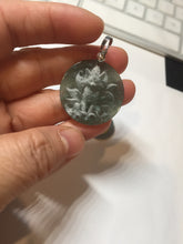 Load image into Gallery viewer, 卖了 100% natural green/blue/gray Guatemala nine-tailed fox safe and sound jadeite jade pendant AU77
