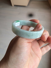 Load image into Gallery viewer, 52.8mm Certified type A 100% Natural sunny green/white square Jadeite Jade bangle BF63-4716
