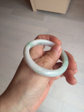 Load image into Gallery viewer, 51mm Certified Type A 100% Natural sunny green white Jadeite Jade oval bangle D161-5352
