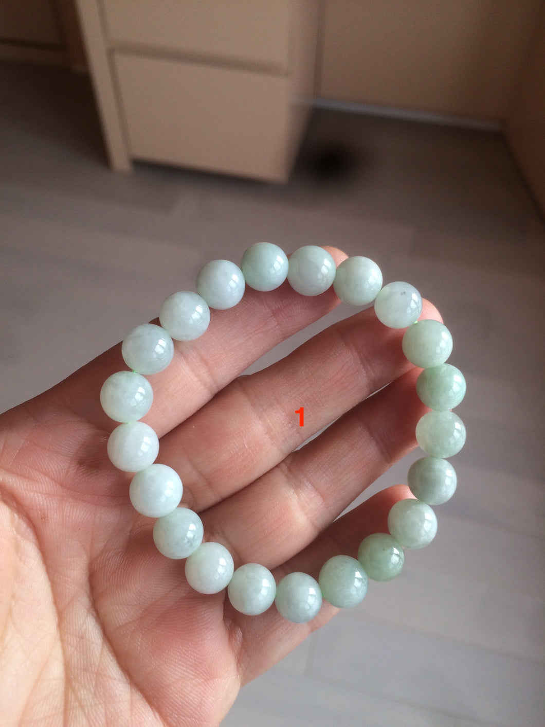 100% natural type A green/white jadeite jade beads bracelet group BK54