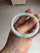 Load image into Gallery viewer, 51mm Certified Type A 100% Natural sunny green white Jadeite Jade oval bangle D161-5352
