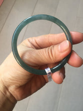 Load image into Gallery viewer, 55mm Certified Type A 100% Natural icy watery deep sea dark green/blue/gray/black slim round cut Guatemala Jadeite bangle X150-2087
