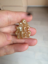 Load image into Gallery viewer, 100% Natural light sugar yellow/green jadeite Jade blessed fortune pendant BG6
