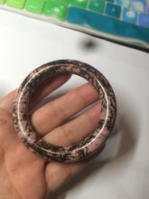 Load image into Gallery viewer, 49.2mm 100% natural pink/black Dryad&#39;s forest rose stone (Rhodonite)round cut bangle XY75

