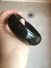 Load image into Gallery viewer, 59.7mm 100% Natural dark green/black meteorite nephrite Hetian Jade bangle XY12
