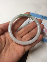 Load image into Gallery viewer, 55.6mm 100% natural Type A light green white slim round cut jadeite jade bangle BM105-4529
